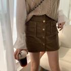 Corduroy High-waist Mini A-line Skirt