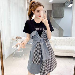 Patchwork Mock Two-piece A-line Dress