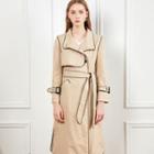 Single-breasted Contrast Trim Trench Coat