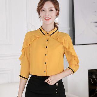 3/4-sleeved Ruffled Shirt