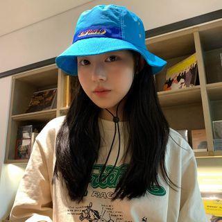 Color-block Drawstring Bucket Hat
