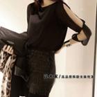 3/4-sleeve Cut Out Chiffon Top