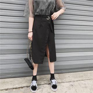 Slit Midi Skirt / Mesh Short-sleeve T-shirt