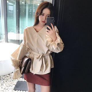 Tie-waist V-neck Top