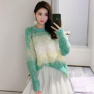 Crew-neck Gradient Color Sweater
