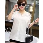 Lace Panel Elbow-sleeve Blouse