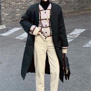 Belted Buttoned Padding Coat