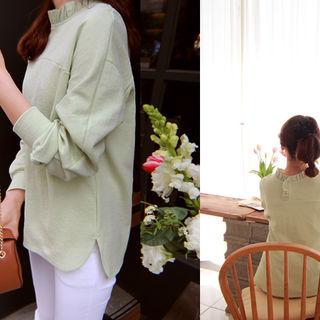 Frilled-neck Cotton Top