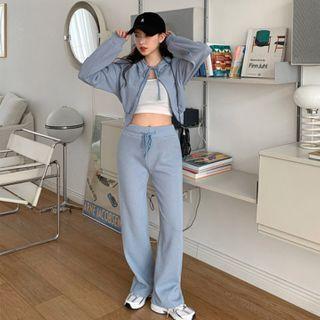 Set: Cropped Zip-up Hoodie + Pants