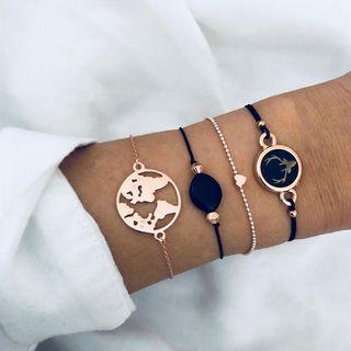 Set Of 4: Glaze Deer / World Map Bracelet (assorted Designs) Set Of 4 - As Shown In Figure - One Size