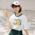 Short-sleeve Color Block Print T-shirt As Shown In Figure - One Size