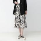 Floral Print Midi A-line Skirt Floral - White - One Size
