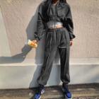 Overlock-stitched Fleece-lined Jogger Pants
