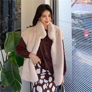 High-neck Eco Fur Vest