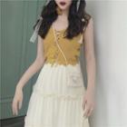 Lace-up Crochet Knit Tank Top / Chiffon Maxi A-line Skirt