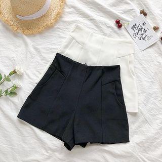 Plain Hifgh-waist A-line Shorts