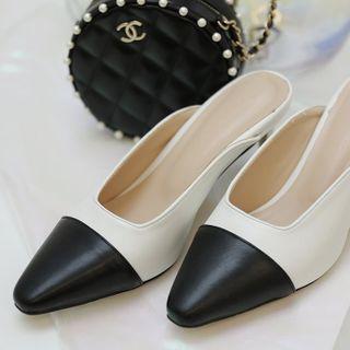 Contrast-trim Stiletto Mules