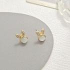 Rabbit Rhinestone Faux Cat Eye Stone Alloy Earring 1 Pair - Earring - Rabbit - White - One Size