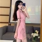 Short-sleeve Knit Polo Drawstring Dress