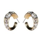 Faux Crystal Open Hoop Earring 1 Pair - As Shown In Figure - One Size