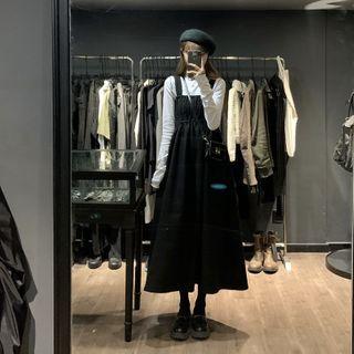 Pinafore Dress + Ruffled Long-sleeve Top