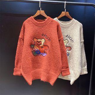 Lettering Bear Long-sleeve Top