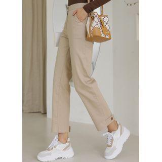 Tab-hem Straight-leg Pants