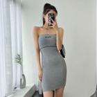 Letter Stitched Bodycon Mini Tube Dress