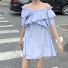 Ruffle Off-shoulder Tunic Dress As Shown In Figure - One Size