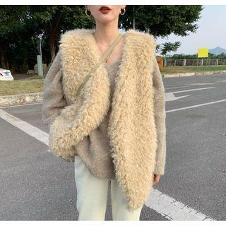 Sleeveless Fleece Open Front Top