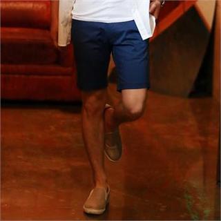 Flat-front Cotton Shorts