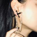 Alloy Cross & Chain Dangle Earring 1 Piece - D59a - Stud Earring - One Size