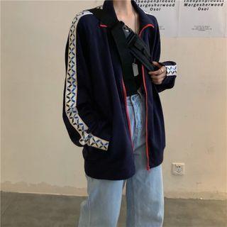 Color Panel Baseball Jacket Dark Blue - One Size