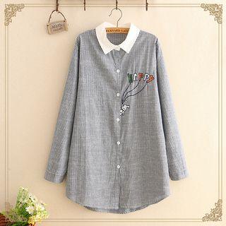 Rabbit Embroidered Pinstripe Shirt