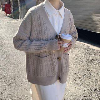 Plain Loose-fit Cardigan / Plain Long-sleeve Shirt