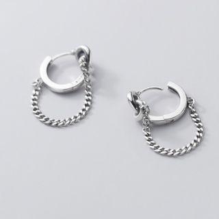 Ss925 Sterling Silver Knot String & Chain Dangle Earring Silver - One Size
