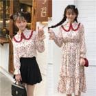 Floral Long-sleeve Midi Dress / Shirt