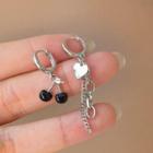 Cherry Heart Asymmetrical Alloy Dangle Earring 1 Pair - Non-matching Earrings - Silver - One Size