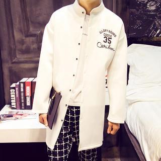 Numbered Stand Collar Long Jacket