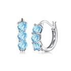 925 Sterling Silver Simple Elegant Exquisite Circle Earrings And Ear Studs With Light Blue Cubic Zircon Silver - One Size