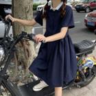 Short-sleeve Polo Neck Shirt Dress