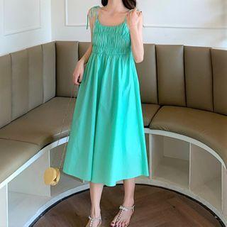 Plain Lace-up Mini Dress