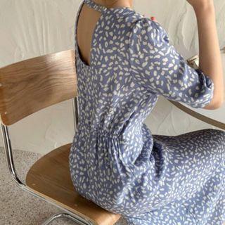 Floral Open-back Slim Fit Dress As Shown In Figure - One Size