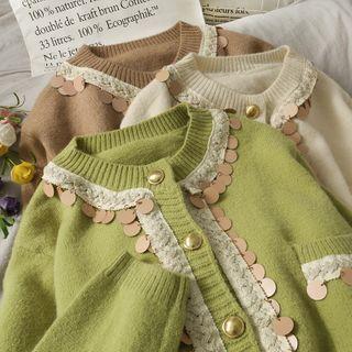 Sequined Button-down Sweater