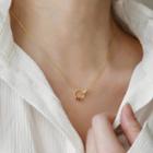 Rhinestone Hoop Pendant Stainless Steel Necklace Necklace - Crystal - Gold - One Size