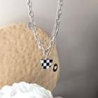 Check Bear Layered Necklace Silver & Black & White - One Size