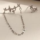 Star Chained Asymmetrical Sterling Silver Earring 1 Pair - Non-matching Earrings - Silver - One Size