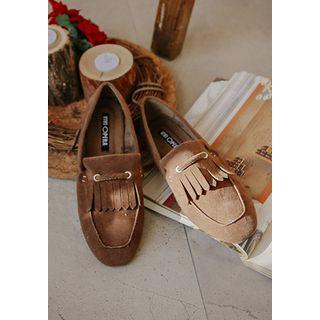 Fringed Faux-suede Loafers