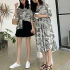 Ink Painting Print Dress / Chiffon Shirt