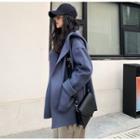 Open-front Loose-fit Hooded Jacket Blue - One Size